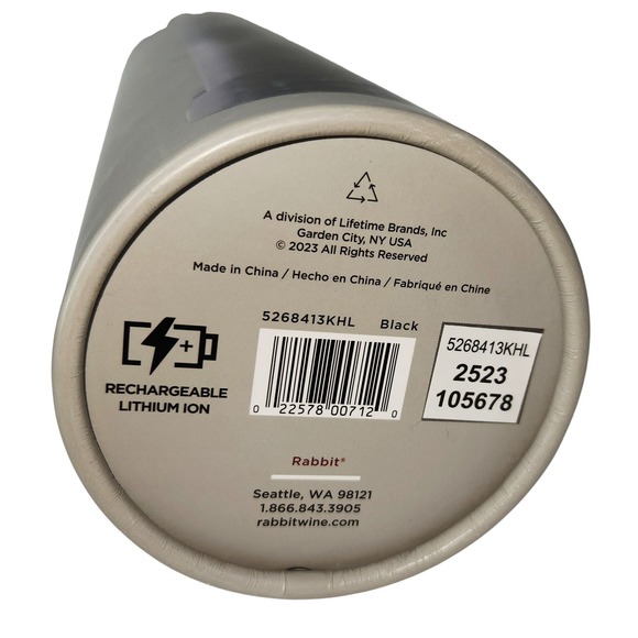 Rabbit Electric Corkscrew Wine Opener w/Foil Cutter Base Rechargeable Black - Picture 6 of 6